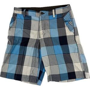 Lululemon Kahuna Preppy Plaid Blue White Shorts Size 34 Athleisure‎